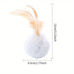 Interactive Cat Teaser Toy Plush Ball with Feathers