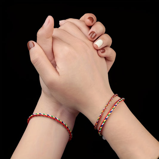2 Pcs Colorful Rope Bracelet Good Luck Couple Holiday Gift