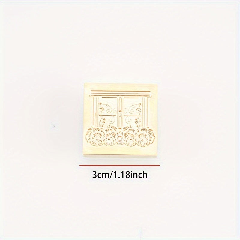Brass Square Paint Seal Cat Window Bat Plant Flower Pattern Wax Sealing Tool