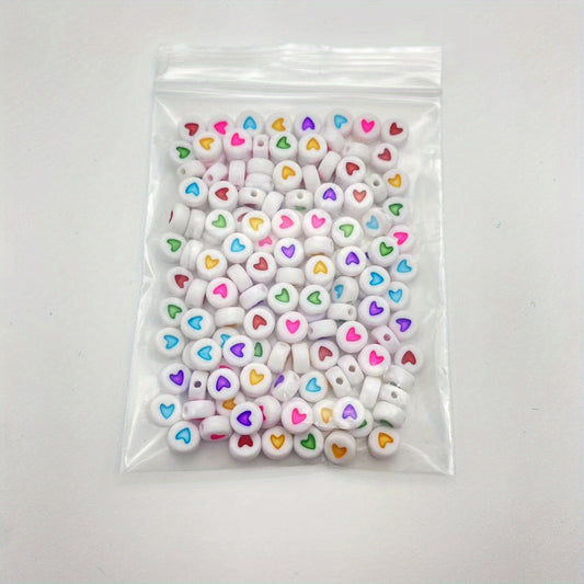 150pcs 7mm Heart Acrylic Spacer Beads Love Bracelet Necklace Making Jewelry Diy