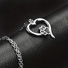 Dog Paw Print Necklace Heart Pet Memorial Gift