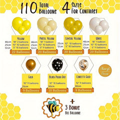 113pcs Little Bee Balloon Chain Set Gender Reveal Birthday Party Decoration