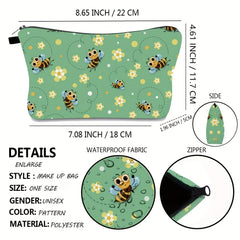 Flower Bee Print Cosmetic Bag for Women
