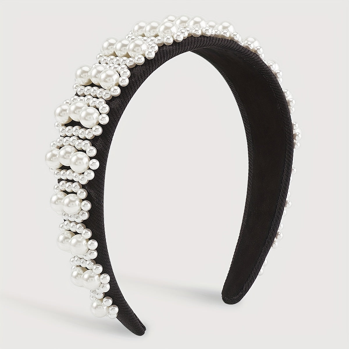 Pearl Decor Wide Head Hoop Headband for Women Wedding Party