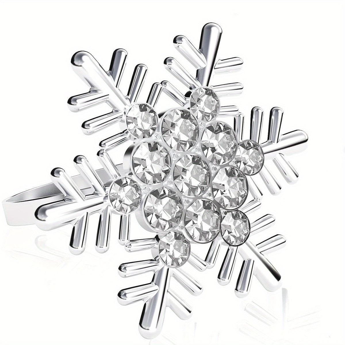 Snowflake Napkin Rings Set of 20 Polished Metal Buckles Hollow Carved Christmas