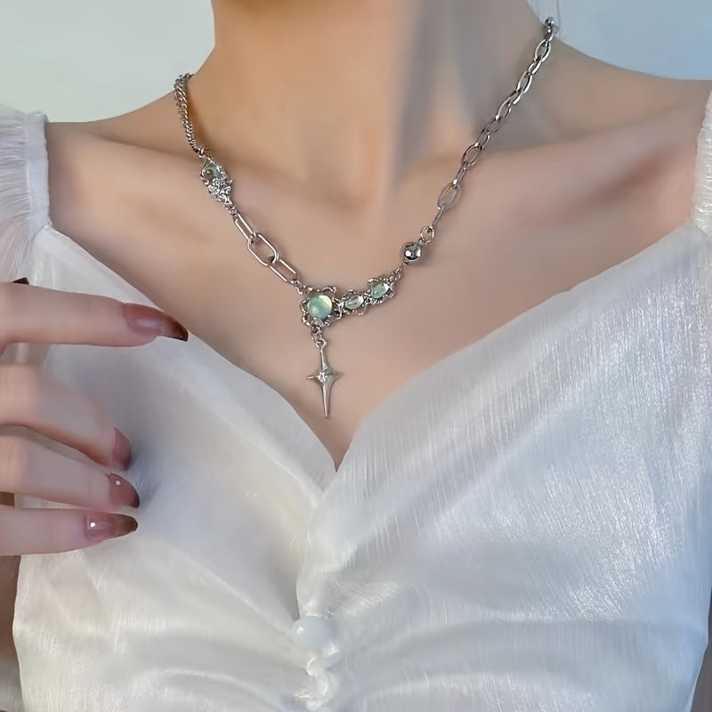 Y2K Style Pendant Necklace Inlaid Moonstone Clavicle Chain