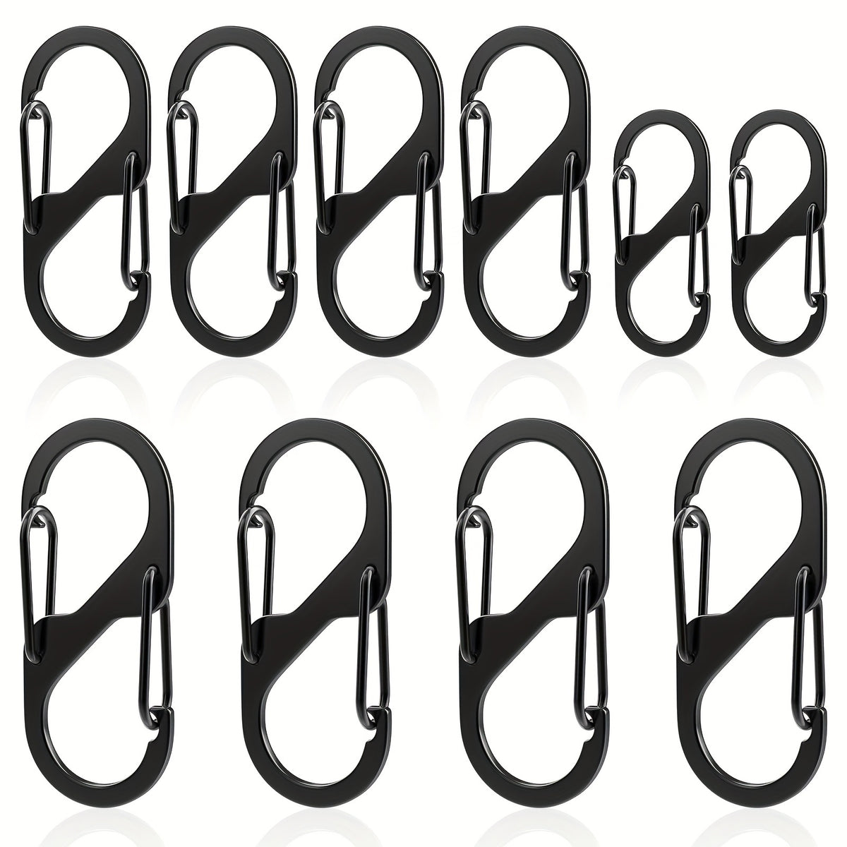 10pcs Zinc Alloy S Hook Keychain Anti lost Metal Keyring for Camping Hiking