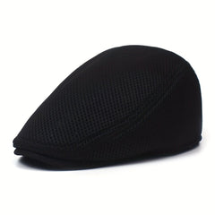 Men's Mesh Flat Cap Breathable Summer Newsboy Hat Cabbie