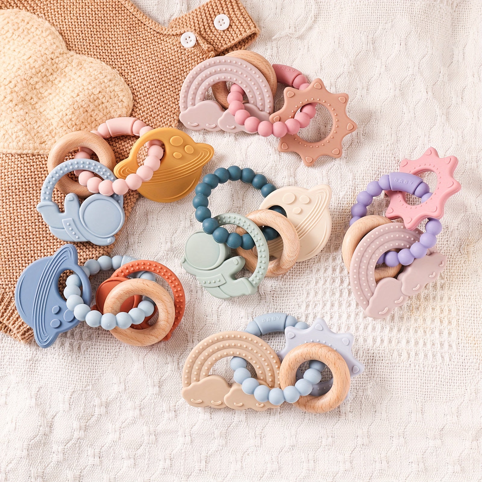 Silicone Space Three Loop Bracelet Teething Toy