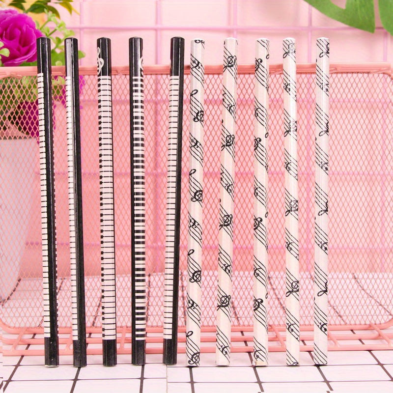 10pcs Hexagon Music Note Pattern Pencil, Creative Piano Students Pencil