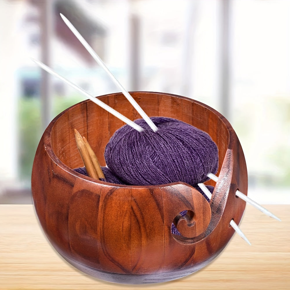 Wooden Yarn Bowl for Knitting Crochet Weaving Keep Wool Organized
