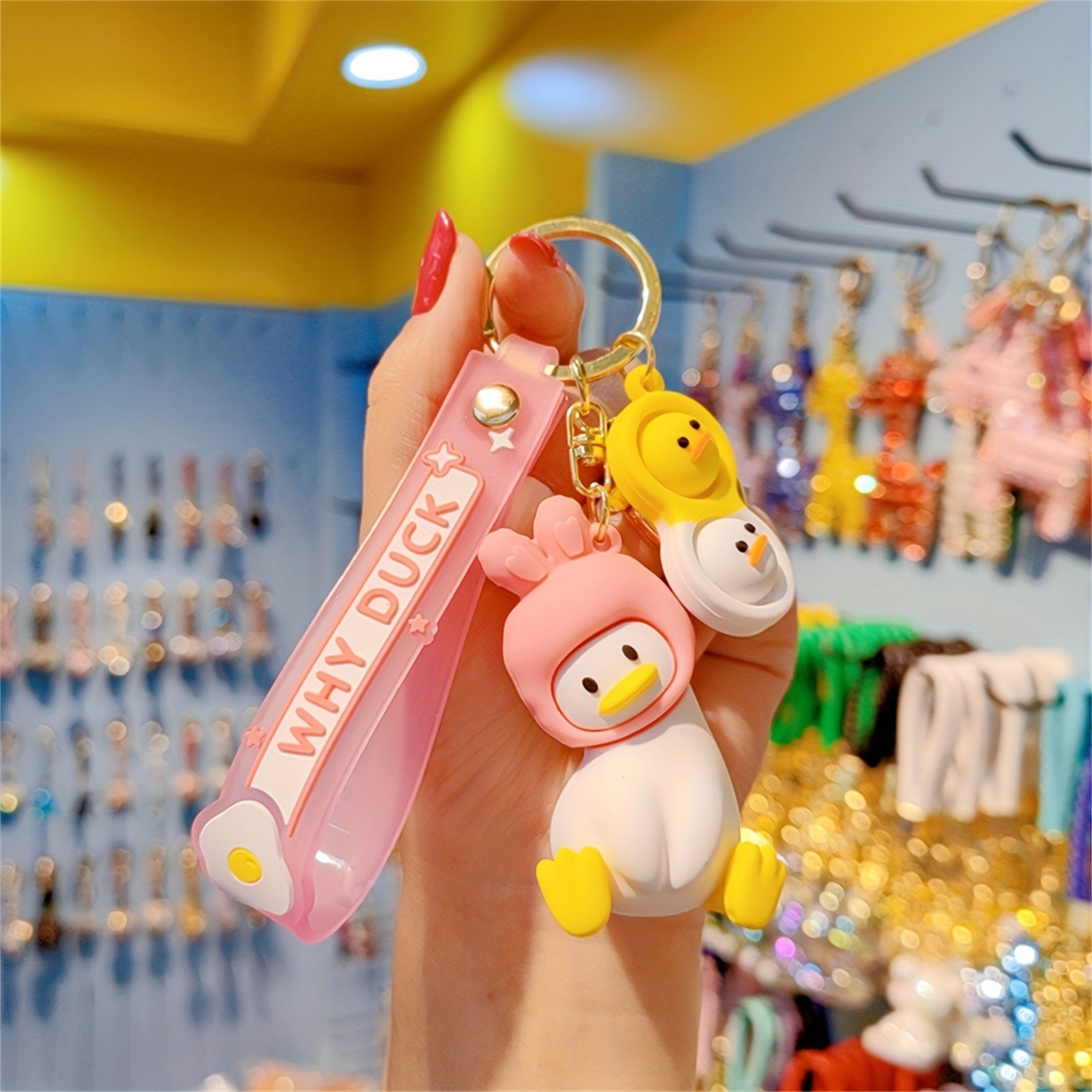 Funny Duck Head Doll Key Chain Student Schoolbag Pendant