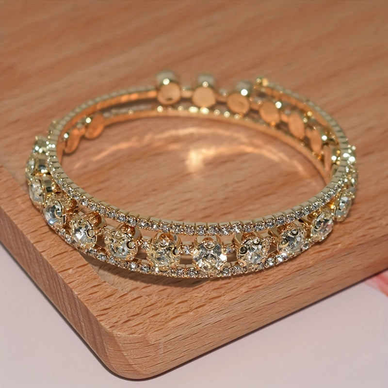 Rhinestone Inlaid Bridal Bangle Bracelet