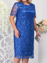  Women's Lace Sleeve Knee Length Dress