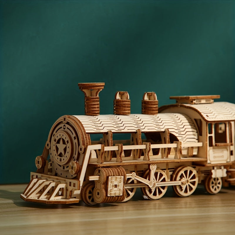 DIY Train Puzzle Model Assembly Car 3D Wooden Puzzle Toys