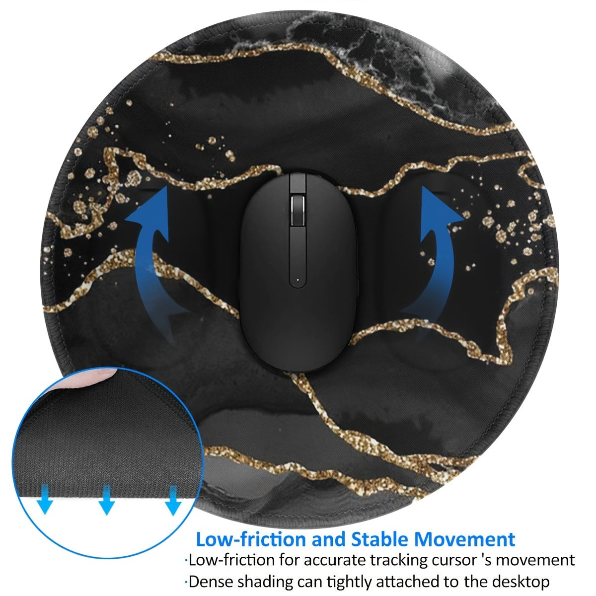 Marble Pattern Round Mouse Pad Non Slip Rubber Base Mousepad