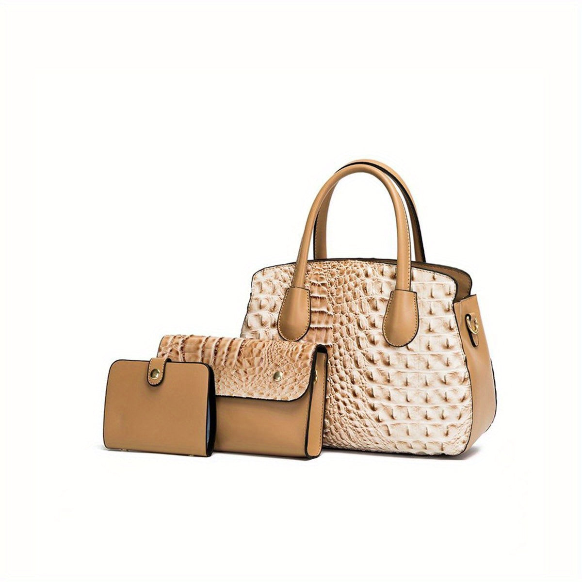 Crocodile Embossed Handbag Tote Bag Combo Set