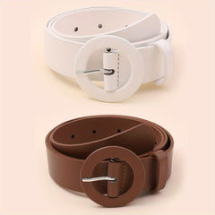 2pcs Round Pin Buckle Belt for Women