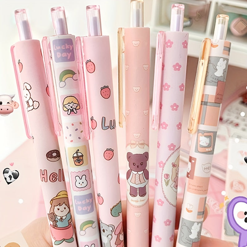 6 Pcs 0.5mm Tea Princess Gel Pen Set