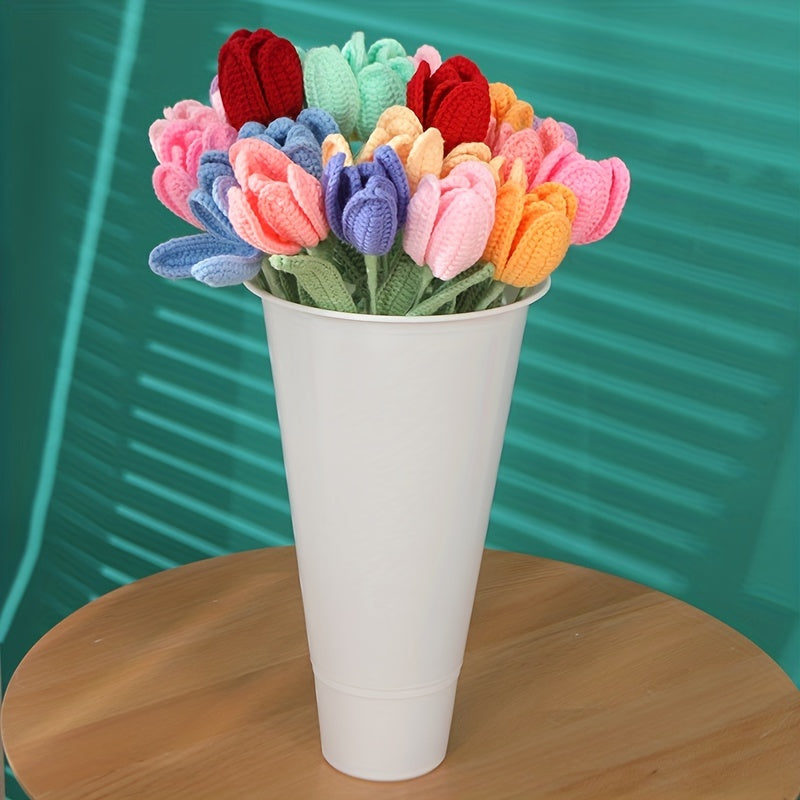 1pc Crochet Wool Eternal Flower Tulip Gift Handicrafts