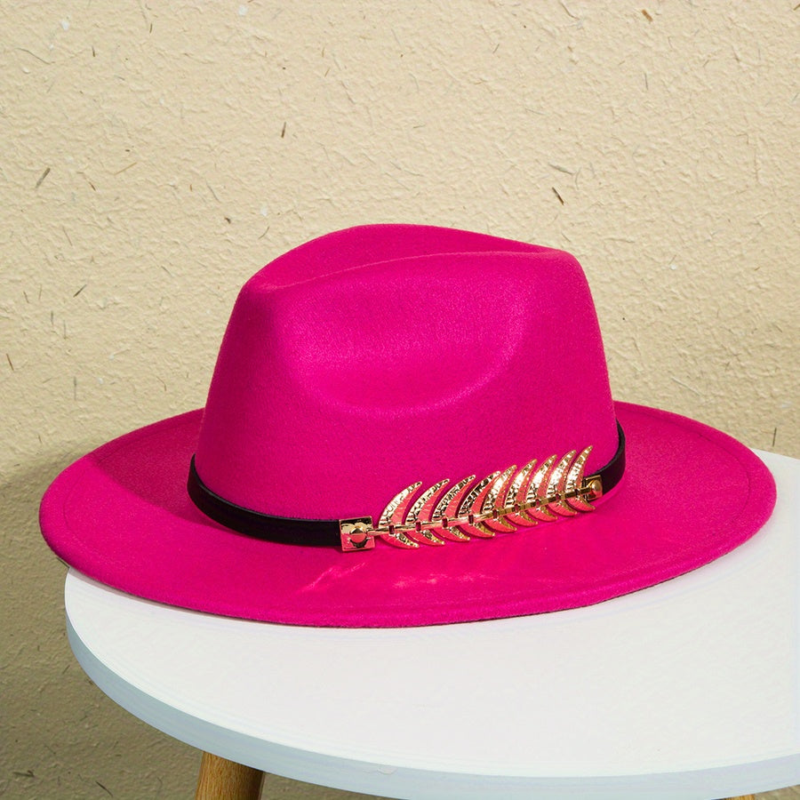 Men's Wide Brimmed Hat with Belt Decoration