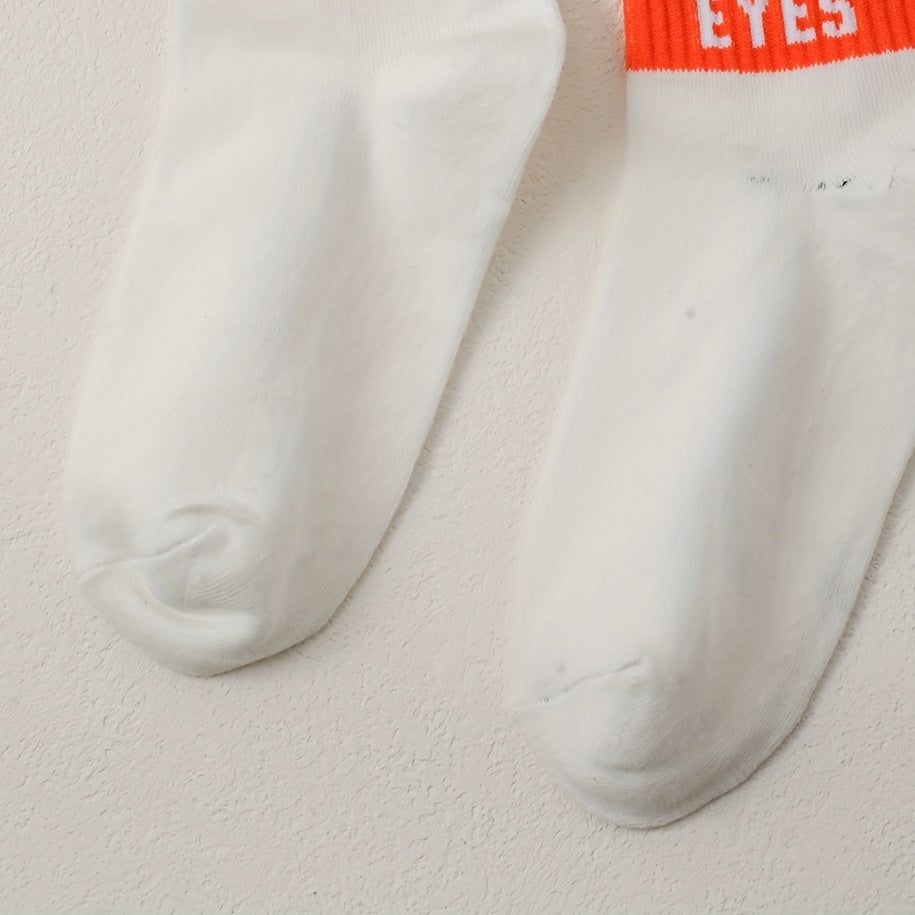 Letter Print Mid Tube Socks Women's Stockings