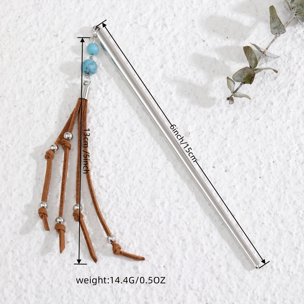 Retro Style Hair Stick With Turquoise Bead Tassel Boho Style Hair Pin