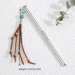 Retro Style Hair Stick With Turquoise Bead Tassel Boho Style Hair Pin