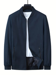 Men's Zipper Plain Jackets Windproof Casual Baseball Jacket