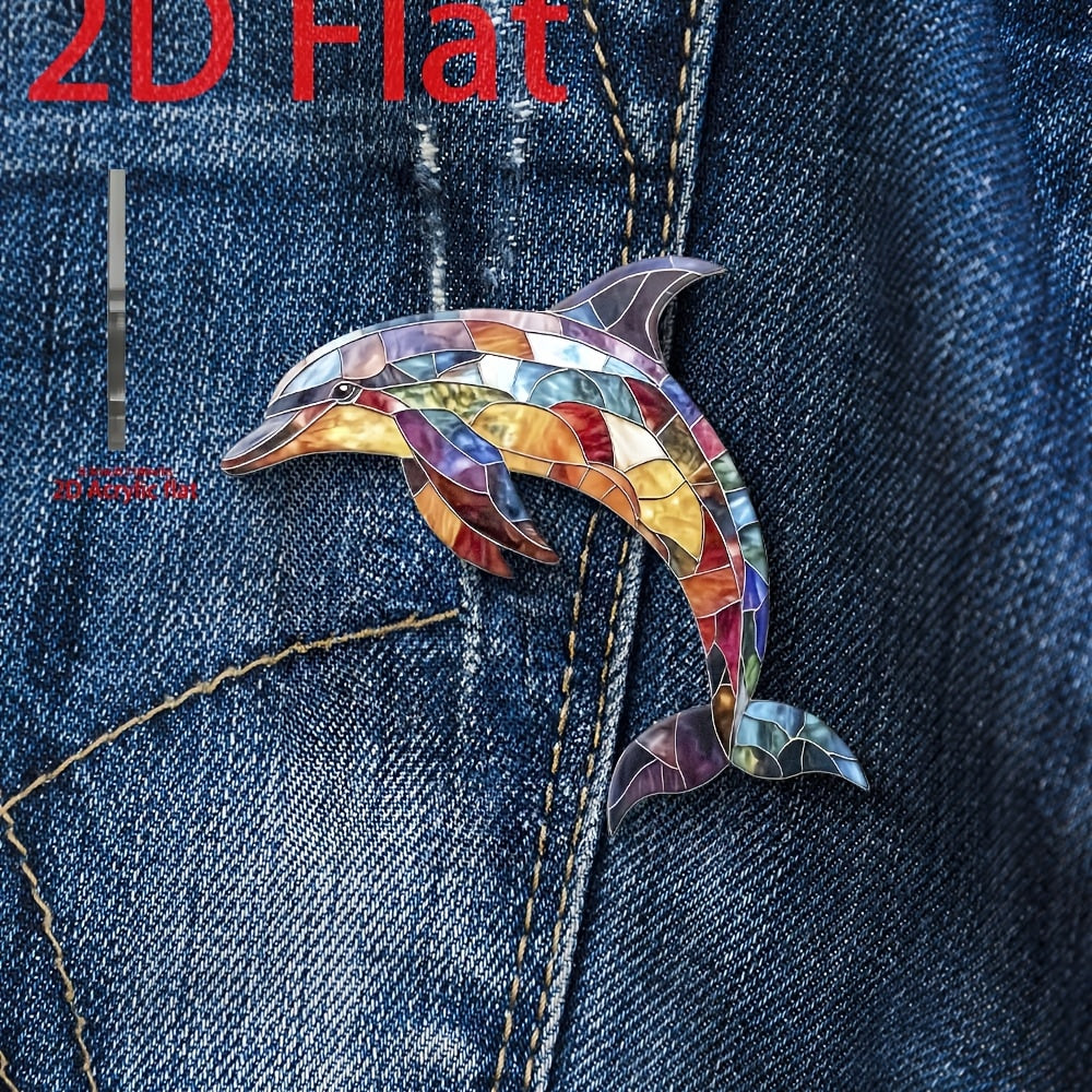 Vibrant Acrylic Dolphin Pin - Perfect Gift for Mom!