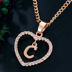 Heart Pendant Name Initial Necklace Zircon Heart Necklace Jewelry