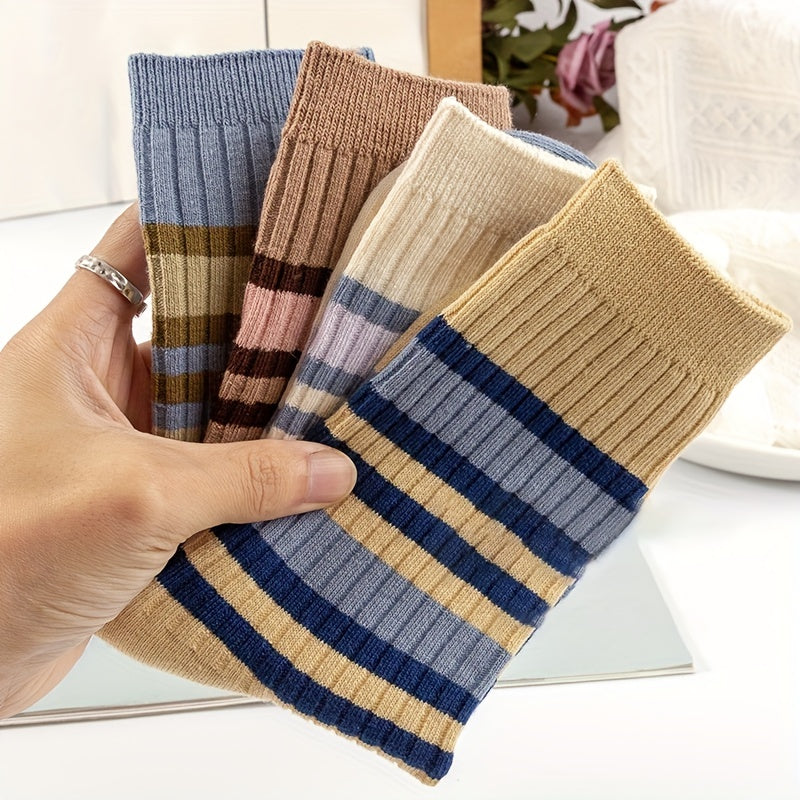 Classic Striped Crew Socks for All-Day Comfort