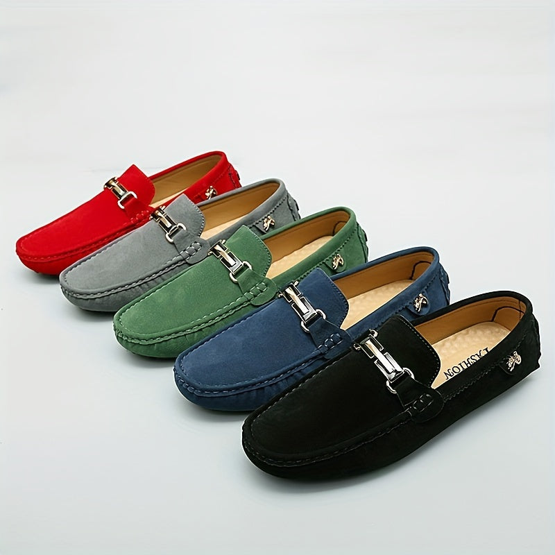 Men's Comfy Non-slip Loafer Moccasins w/ Metallic Decor