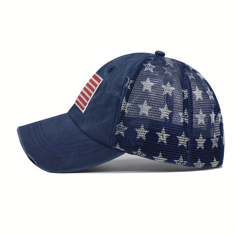 Pentagram American Flag Baseball Cap Outdoor Soft Mesh Cap