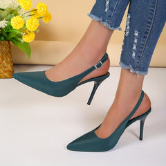 Women's Stiletto Heels Slingback Pumps Buckle Strap - Point Toe