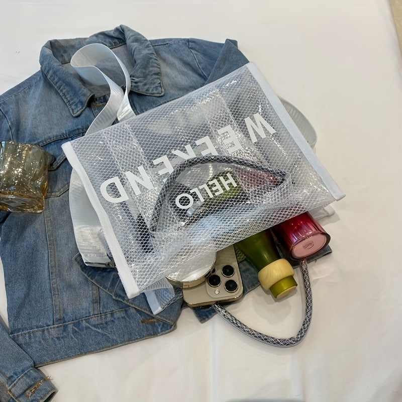 Transparent Mesh PVC Crossbody Bag Large Capacity Jelly Bag