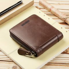 WEIXIER Men's Clutch Bag Retro Small Business Handbag Zipper Wallet