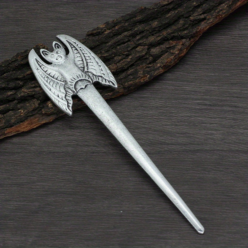 Vintage Viking Style Dragon Pattern Hair Stick Silvery Jewelry