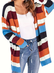  Colorful Striped Long Sleeve Cardigan