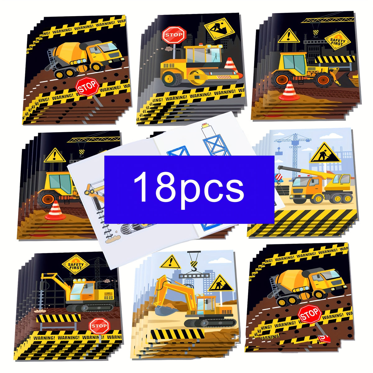 Construction Theme Coloring Books for Kids - 18 Pack