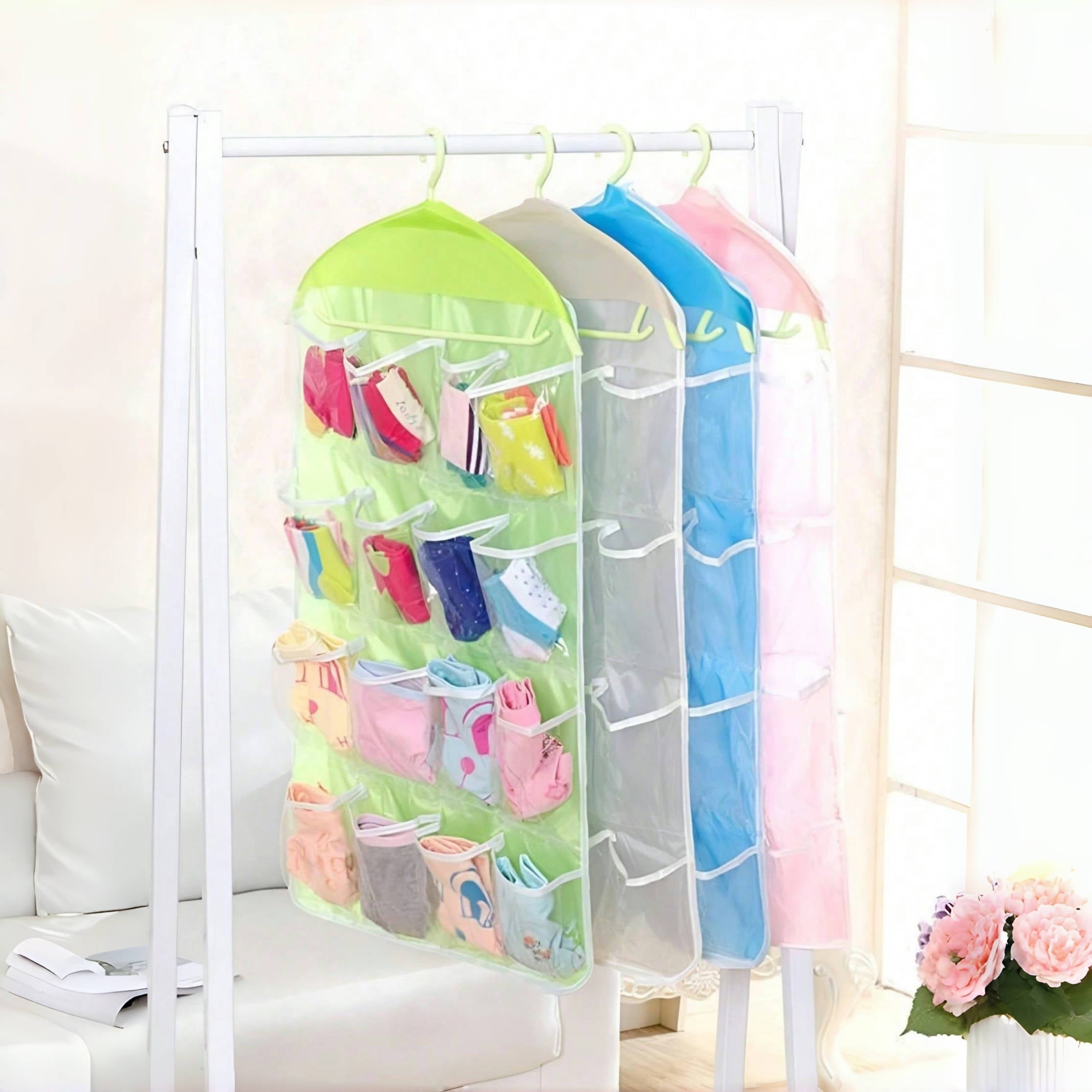 16 Compartment Hanging Bag Clothes Storage Organizer