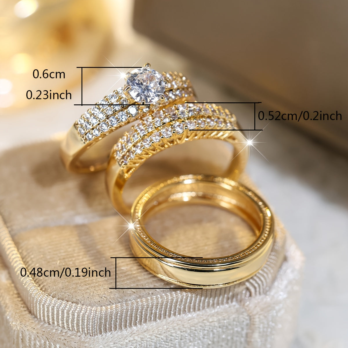 3pcs Stacking Rings with Shining Zirconia - Party Gift for Your Love