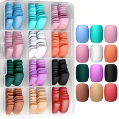 288pcs Matte Press On Nails for Women - Short Oval Frosted False Nails