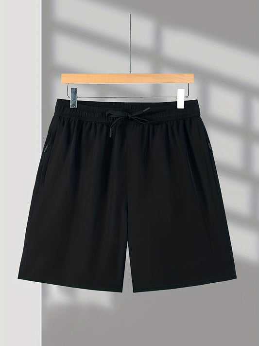 Men's Solid Shorts Pockets Elastic Waist Drawstring Summer Beach Lounge