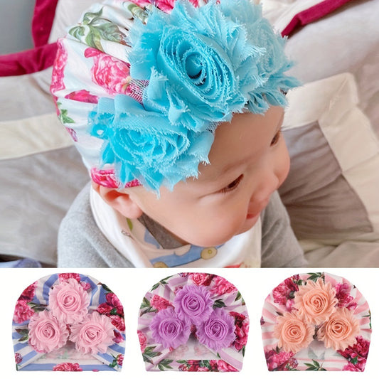 Infant Sunhat Accessories Hat for Baby Boy Floral Toddler Stripe Print Headband