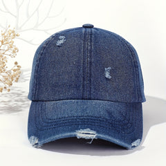 Distressed Ripped Baseball Cap Vintage Adjustable Dad Hat Casual Sun Hat
