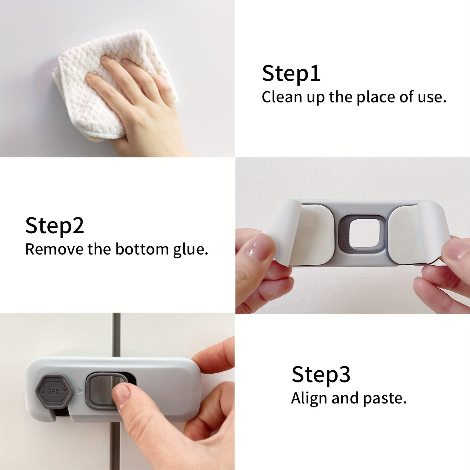 2pcs Child Safety Locks, No Drilling, Kitchen Drawer & Cabinet