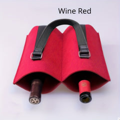 Wine Carrier Tote 2 Bottle Bag Felt Holder Secure Handle Christmas Housew