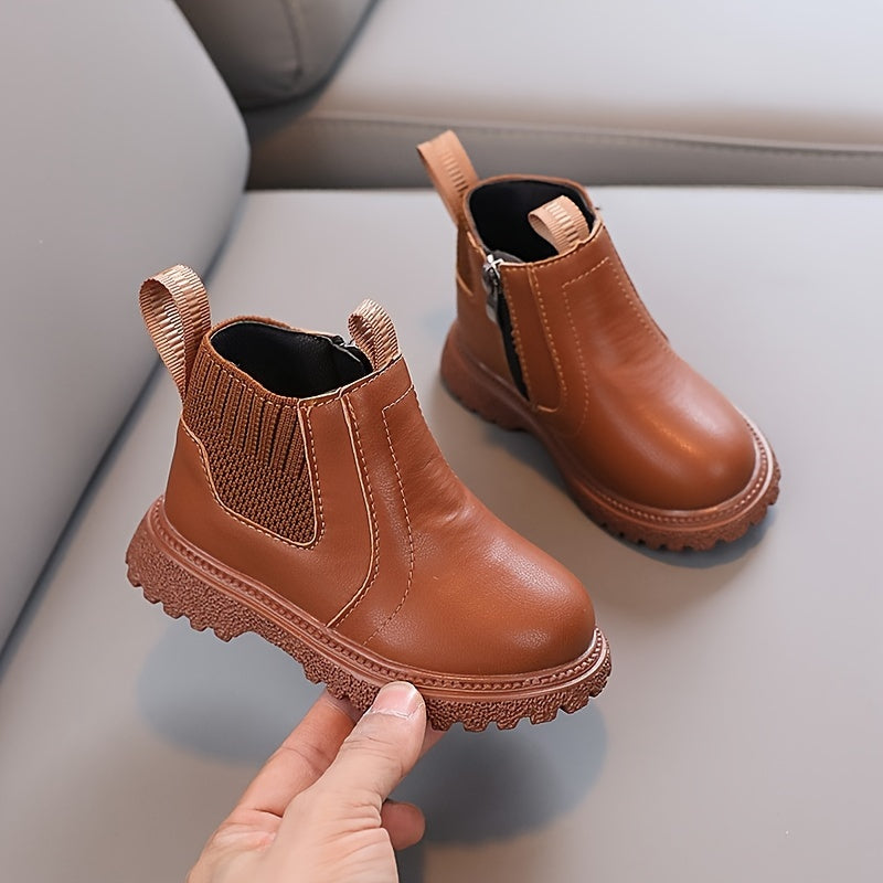 Girls' Lightweight Non-Slip Boots with Zipper for All Seasons