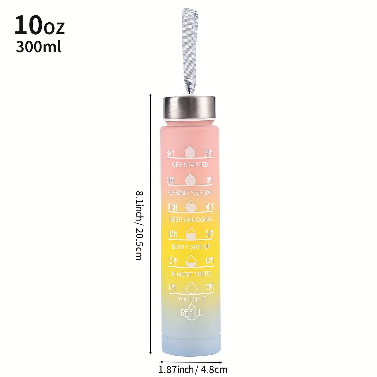 Gradient Leakproof Water Bottle with Time Marker 300ml 750ml 10-36oz